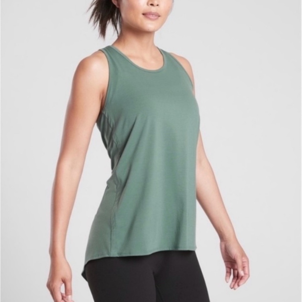 Athleta EUC Essence Vital Tie Back Tank Juniper Green Size Small